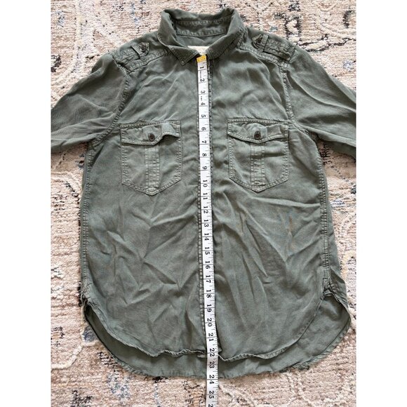 American Eagle Ahhmazingly Soft Boyfriend Fit Olive Green Button Shirt Sz Sm - Picture 6 of 6